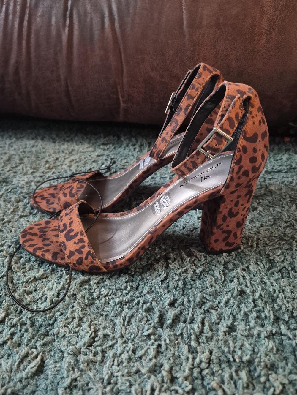 Worthington Animal Print Block Heels Open Toe 6.5 NWOB